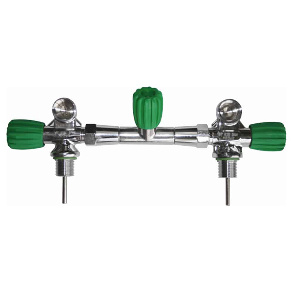 Complete Isolation Manifold for 12, 15, 16, 18 and 20 litre Cylinders (204 mm diameter), EU Nitrox up to 230 bar, incl. rubber knobs
