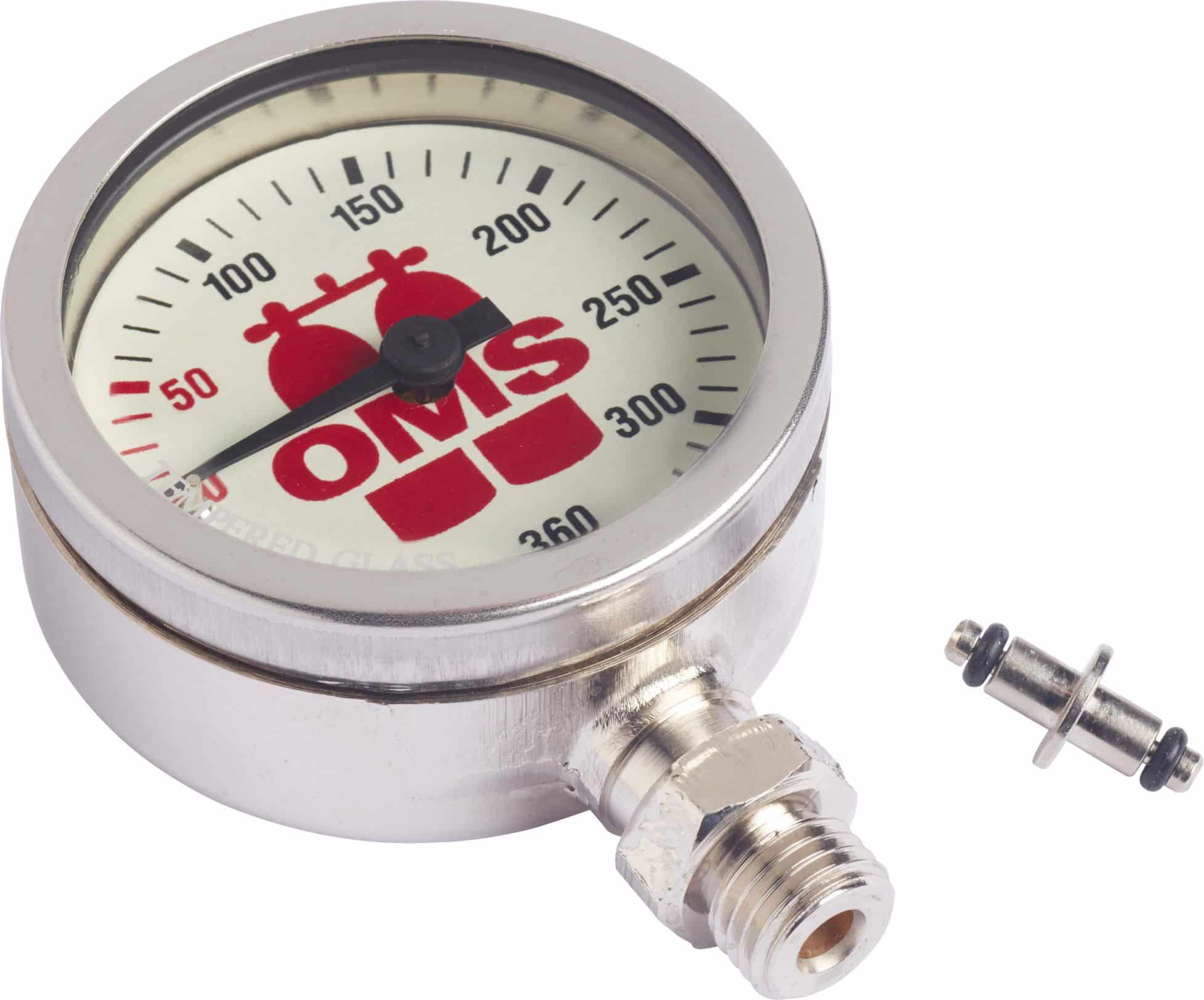 Finimeter OMS - 52 mm - with nickel chromed case, mineral glass, 0 - 360 bar scale (without hose)