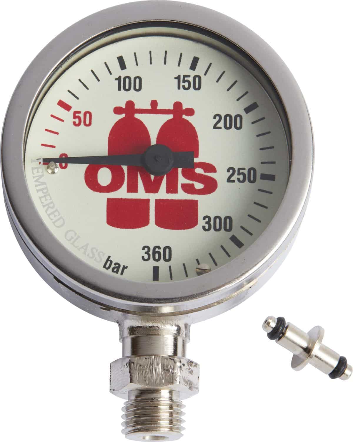 Finimeter OMS - 52 mm - with nickel chromed case, mineral glass, 0 - 360 bar scale (without hose)