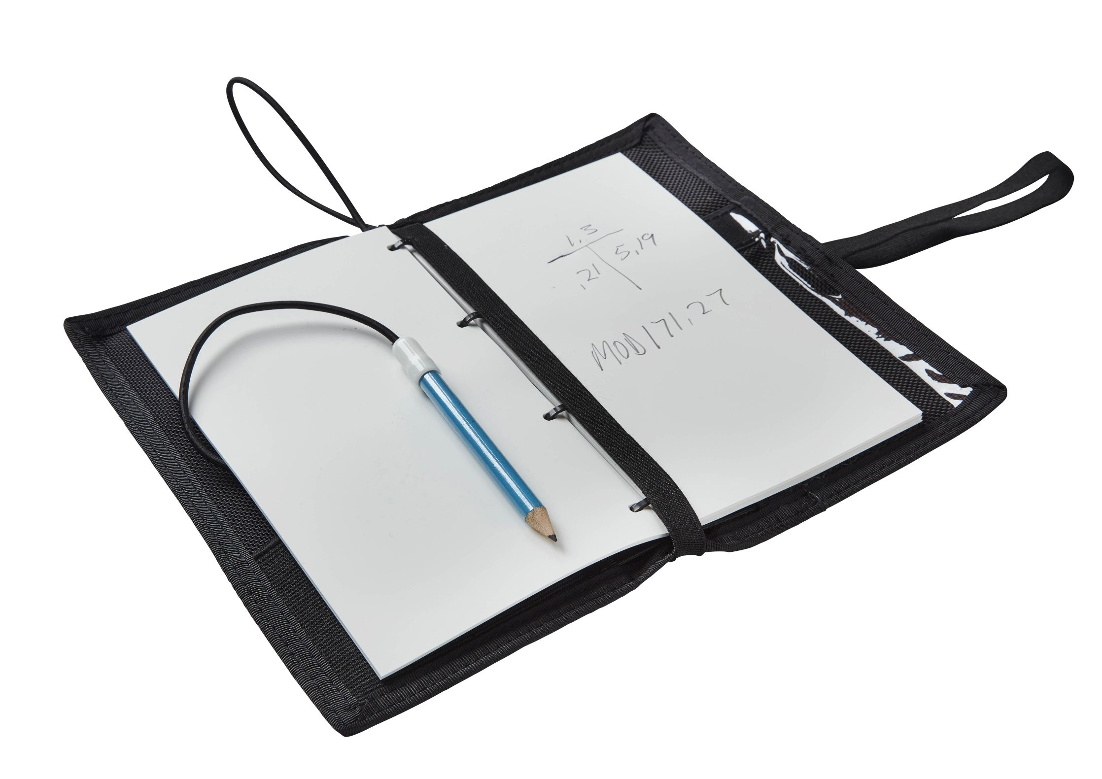 Diver's Notebook including underwater paper, with table windows, pockets and pencil holders