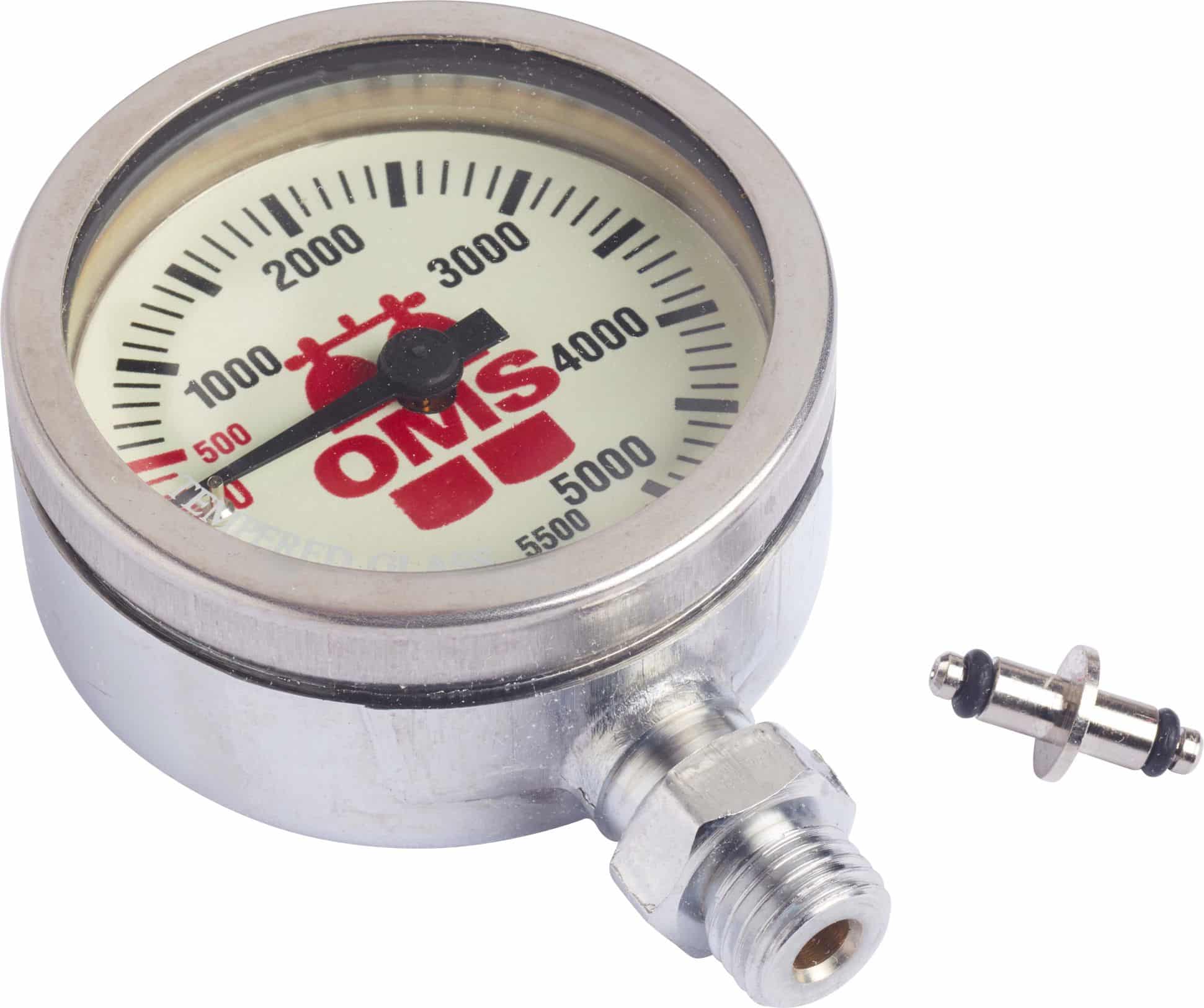 Finimeter OMS - 52 mm - with nickel chromed case, mineral glass, 0 - 5500 PSI scale (without hose).