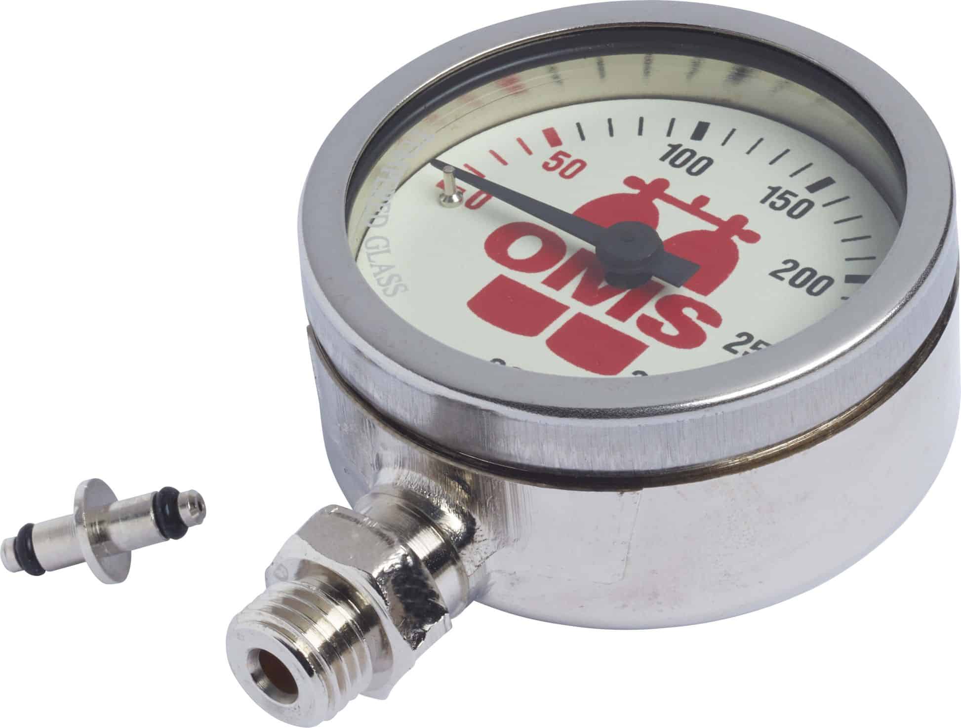Finimeter OMS - 52 mm - with nickel chromed case, mineral glass, 0 - 360 bar scale (without hose)