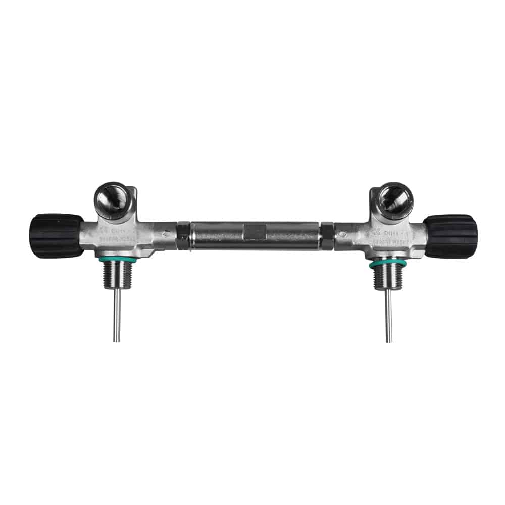 Valve & bridge combination (pipe bridge) for 8, 10 and 12 litre Cylinders (171 mm diameter) 300 bar