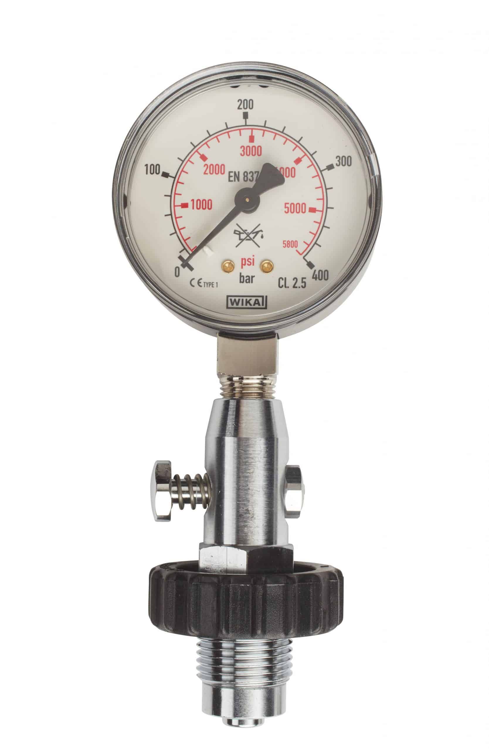 Cylinder pressure testing gauge, DIN, up to 300 Bar / 4300 PSI metric gauge