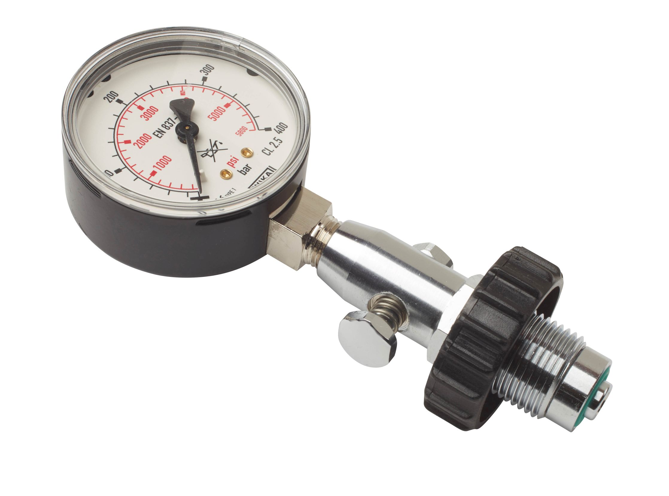 Cylinder pressure testing gauge, DIN, up to 300 Bar / 4300 PSI metric gauge