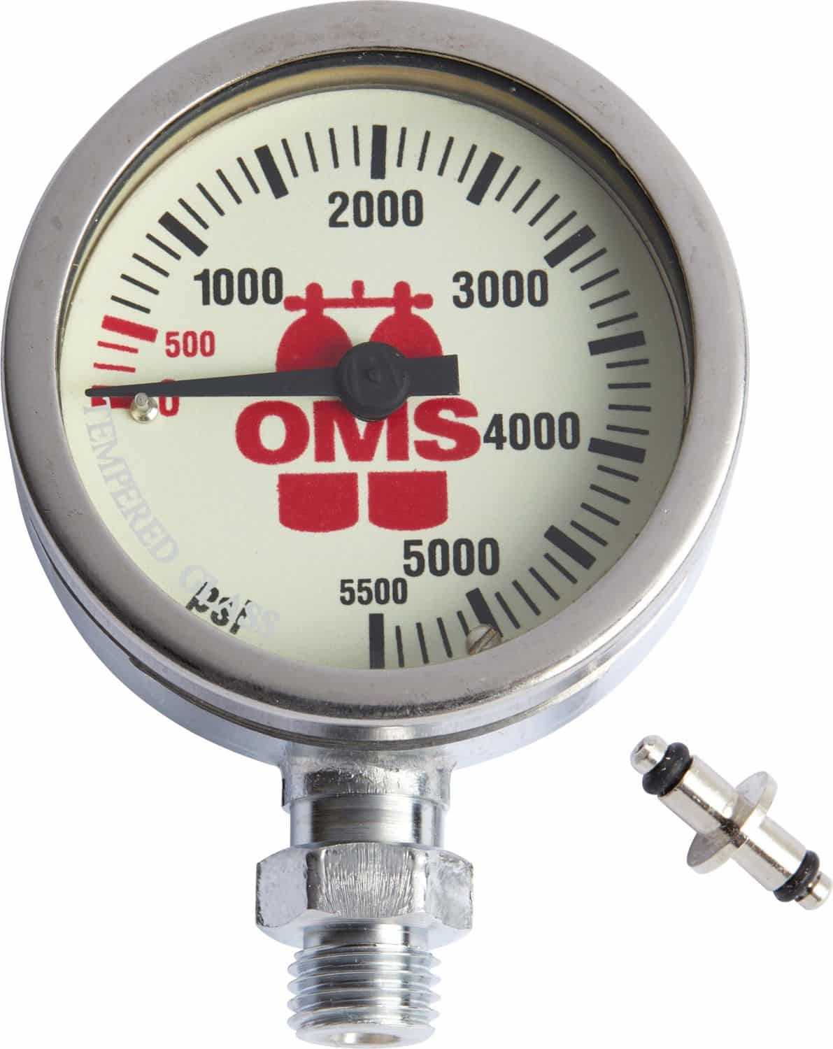 Finimeter OMS - 52 mm - with nickel chromed case, mineral glass, 0 - 5500 PSI scale (without hose).